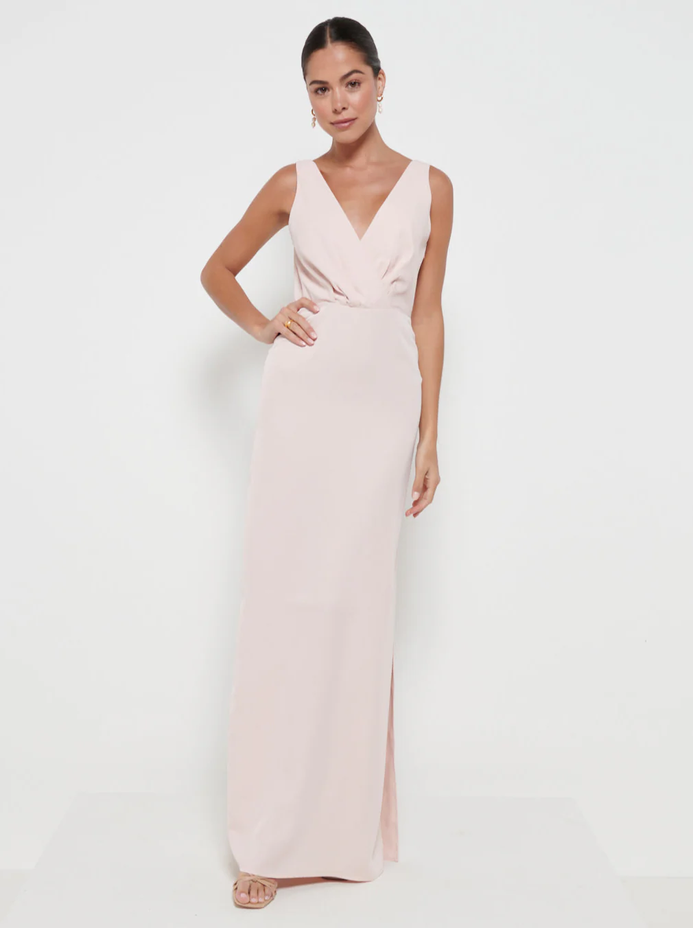 Silva Wrap Maxi Bridesmaid Dress - Blush