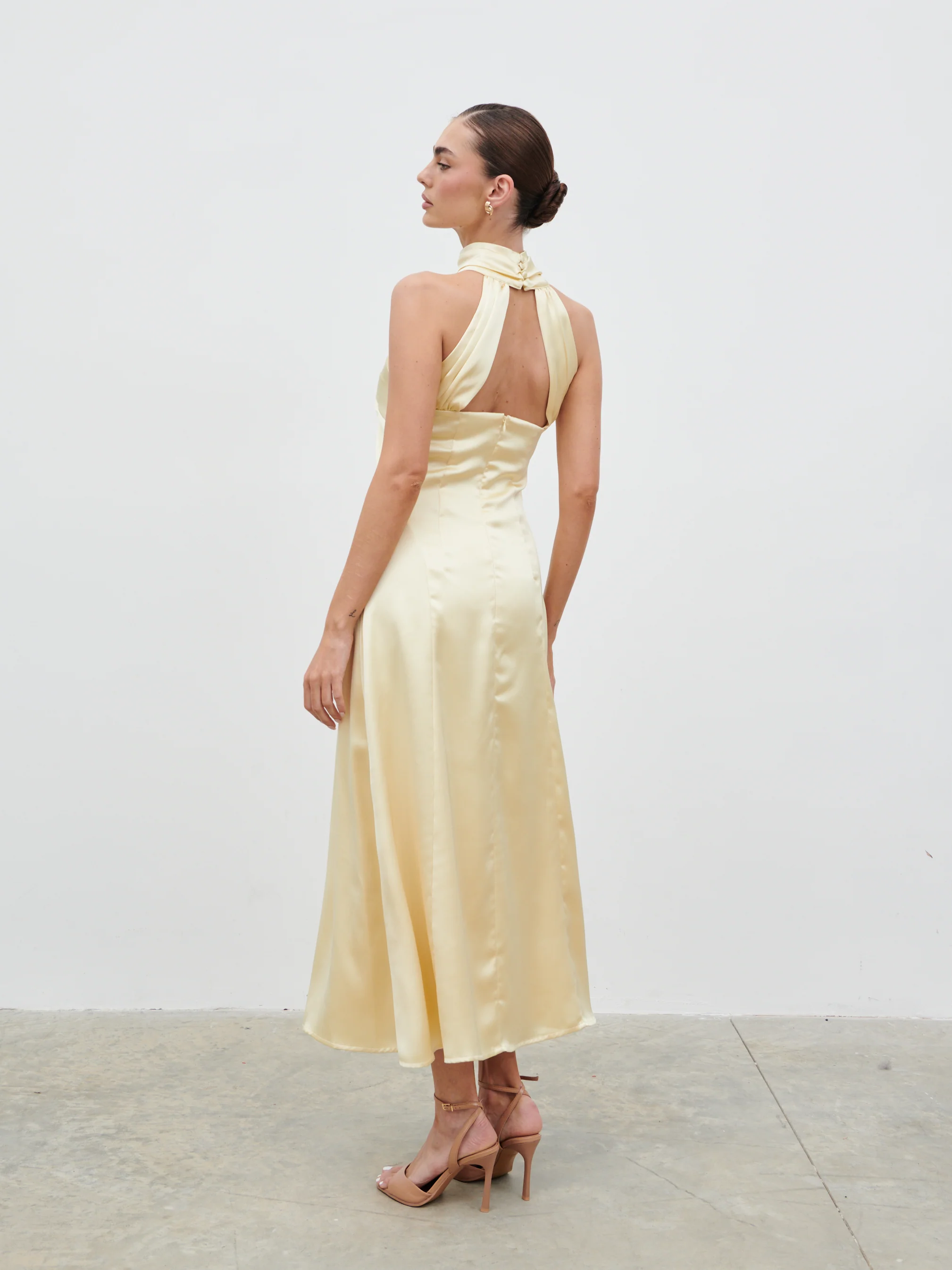 Skylar Halterneck Midaxi Dress - Lemon - Image 3