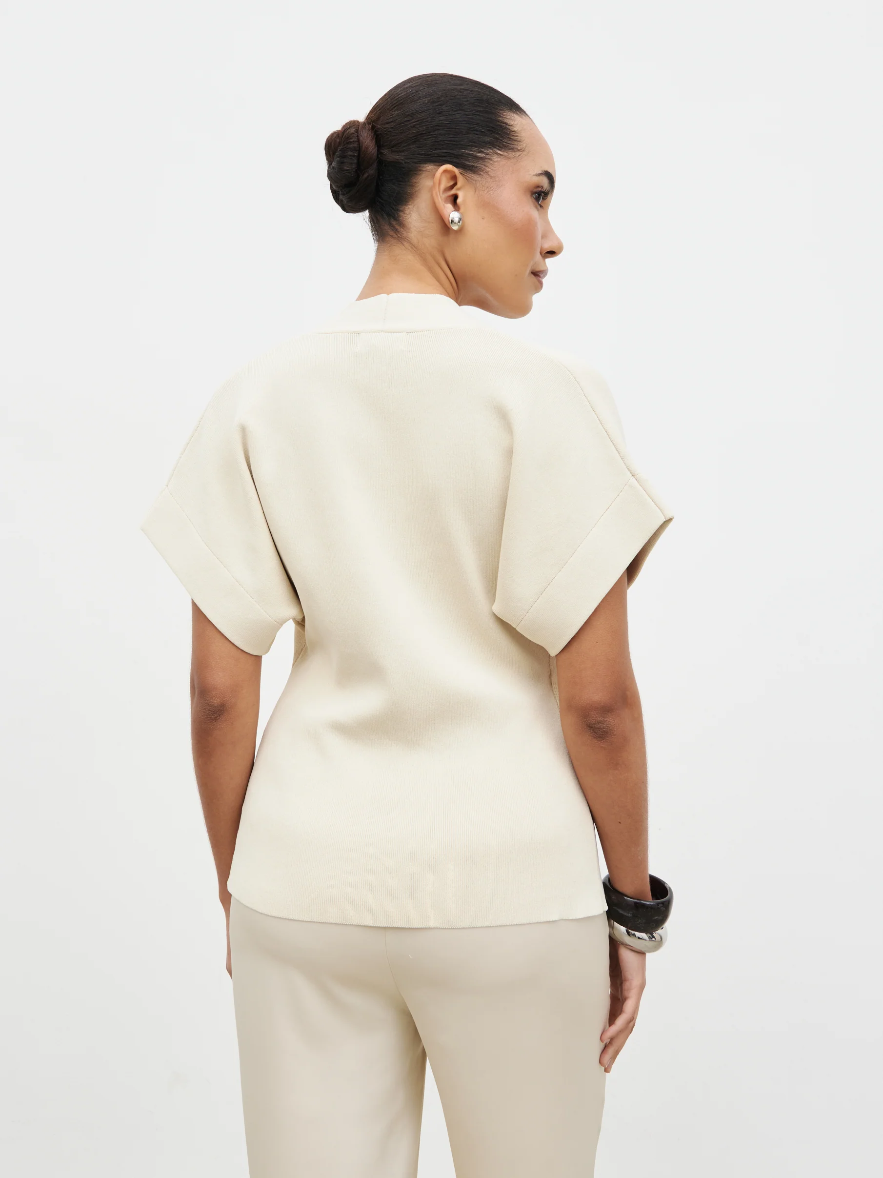 Solana Open Sleeve Trim Detail Knit Jacket - Cream - Image 8