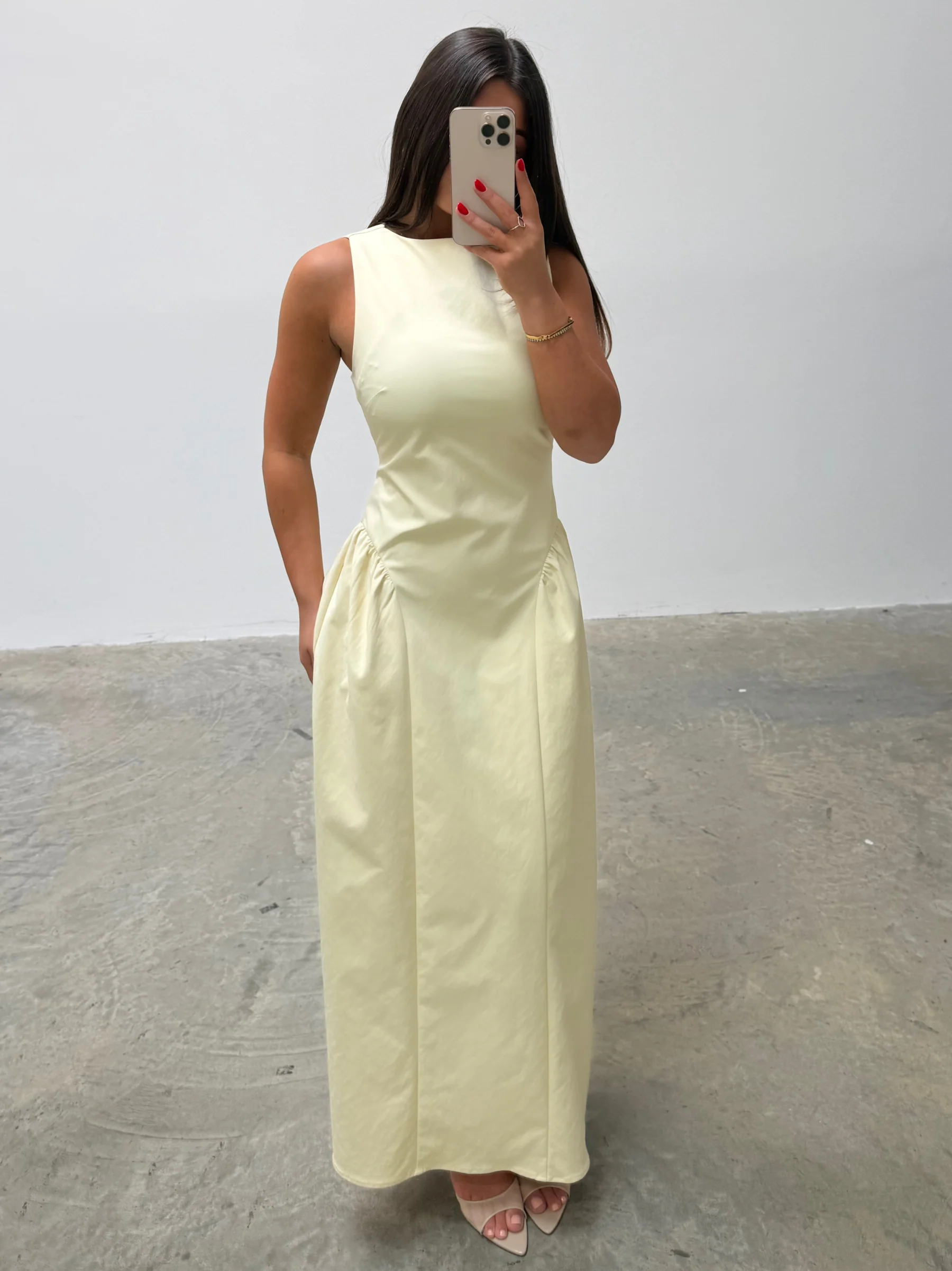 Sylvie Slash Neck Midaxi Dress - Lemon