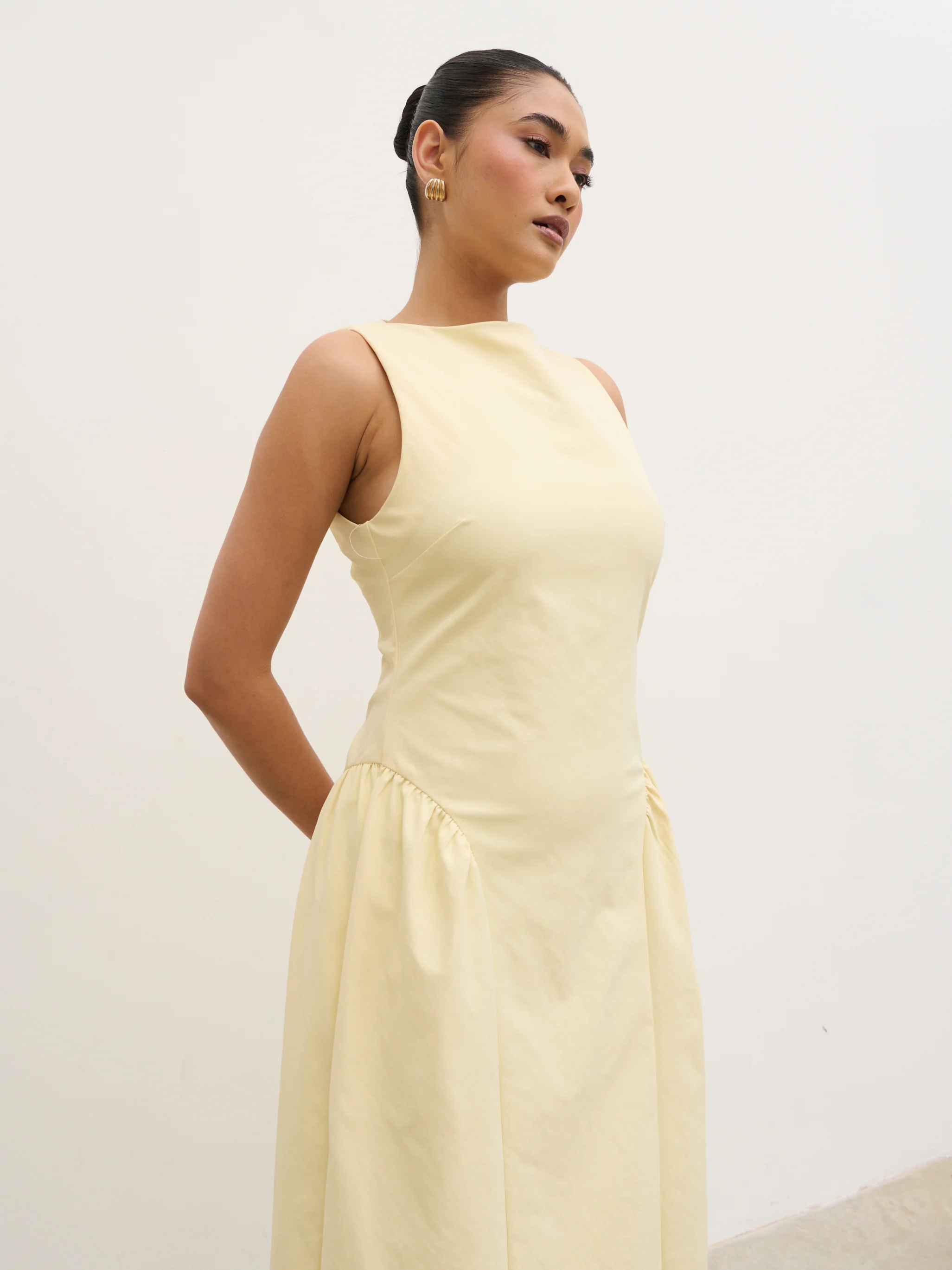 Sylvie Slash Neck Midaxi Dress - Lemon - Image 4