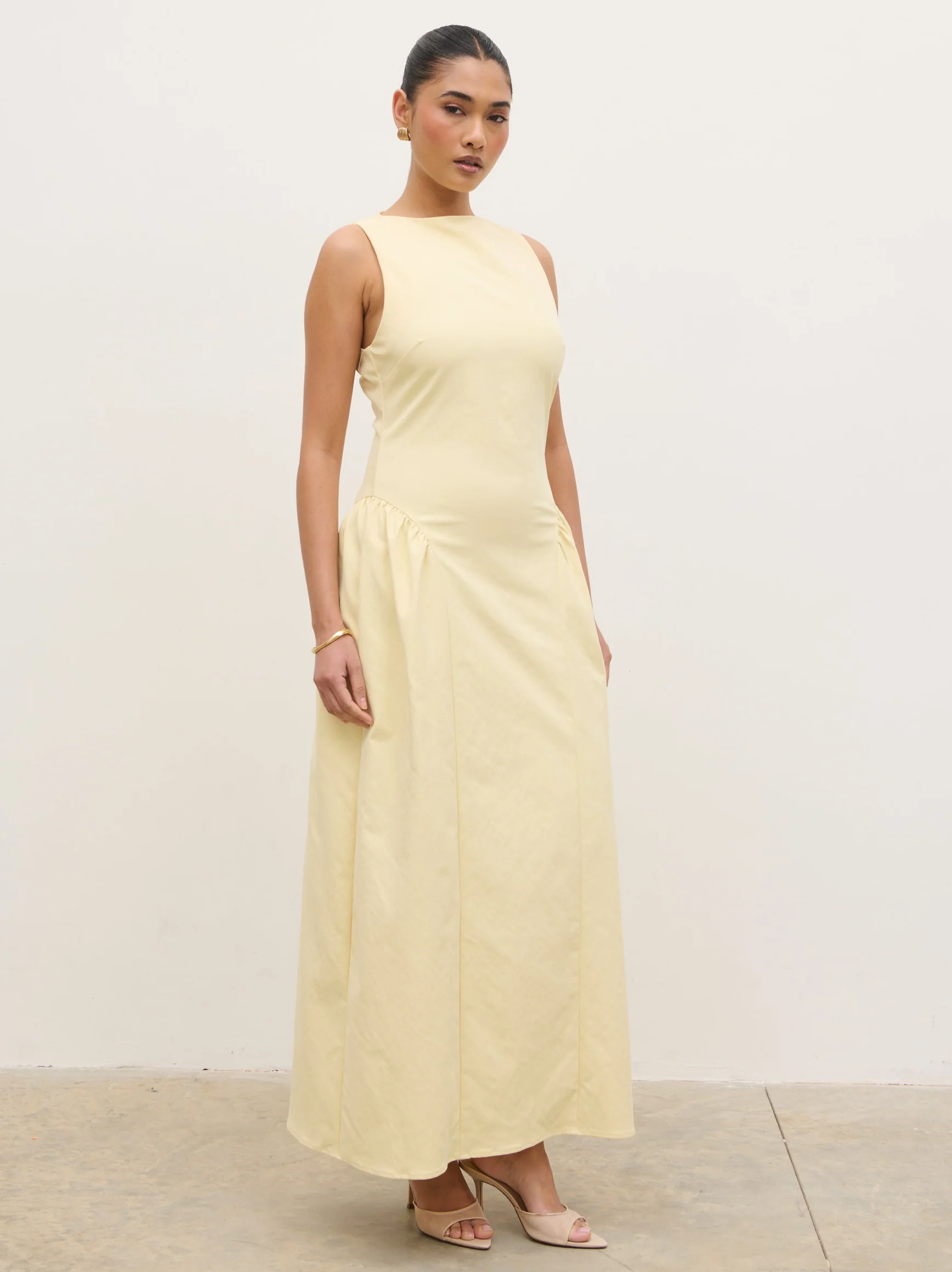 Sylvie Slash Neck Midaxi Dress - Lemon - Image 5
