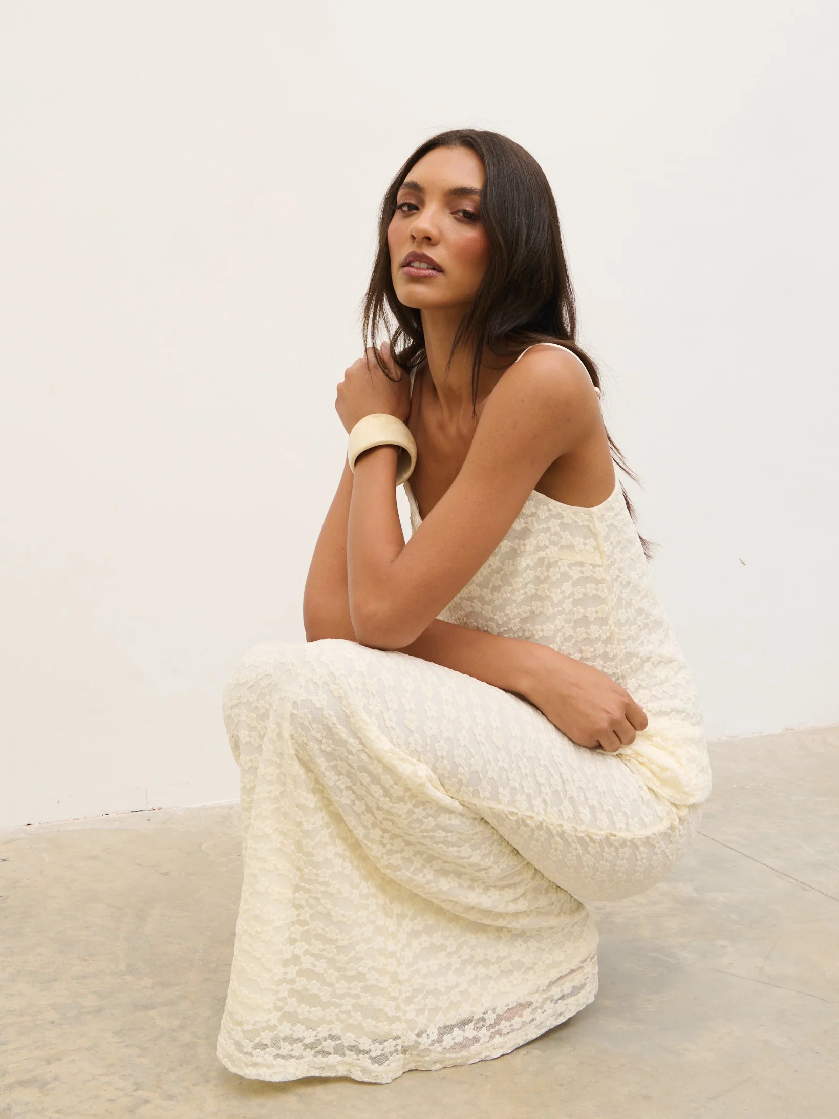 Talia Floral Maxi Skirt - Cream