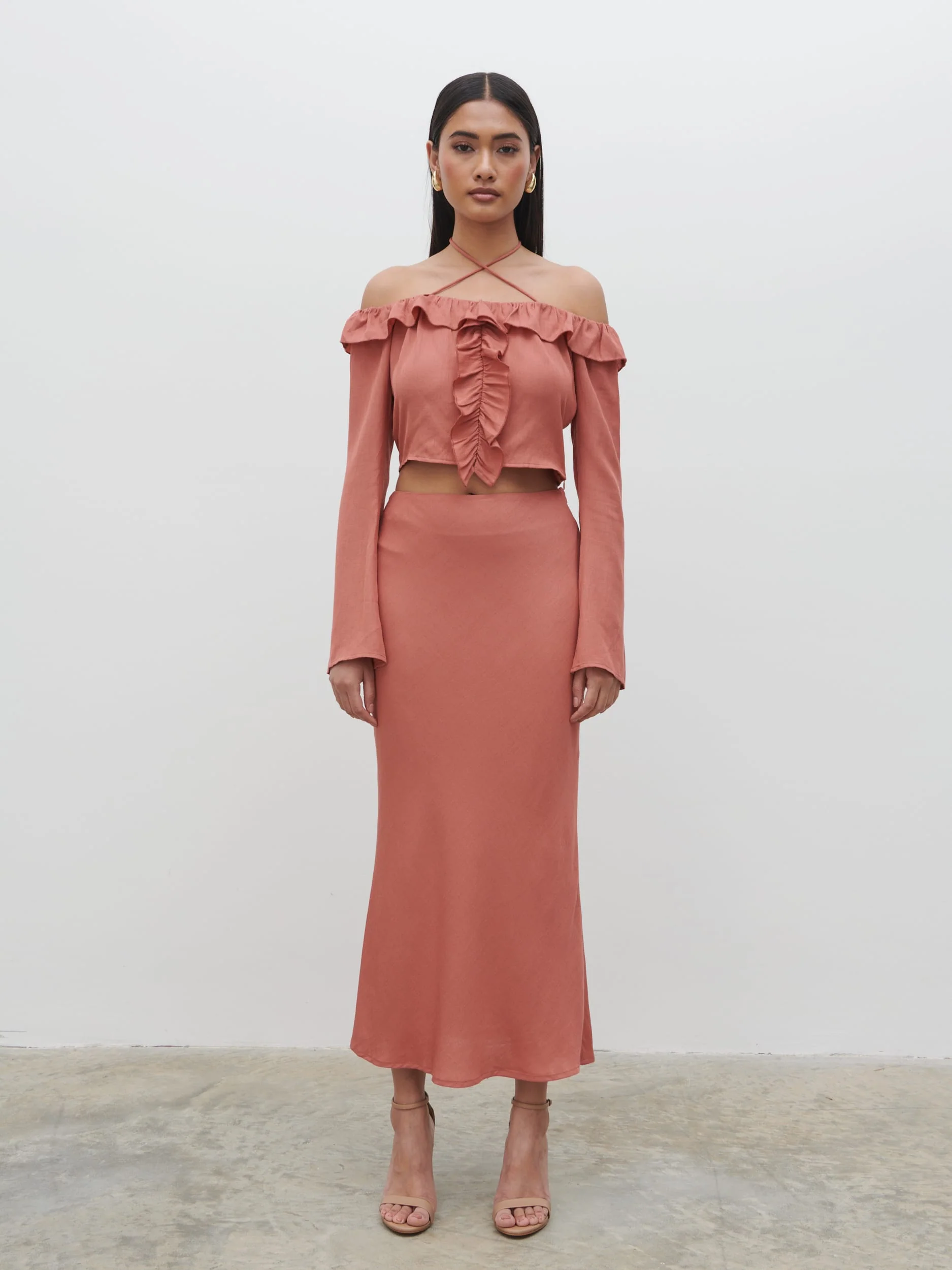 Tiffany Midaxi Skirt - Terracotta