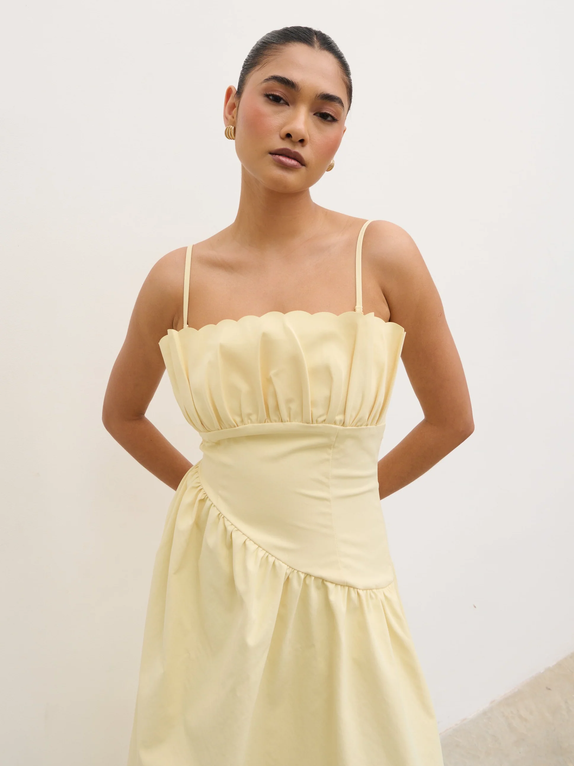 Zaria Corset Detail Midaxi Dress - Lemon - Image 2