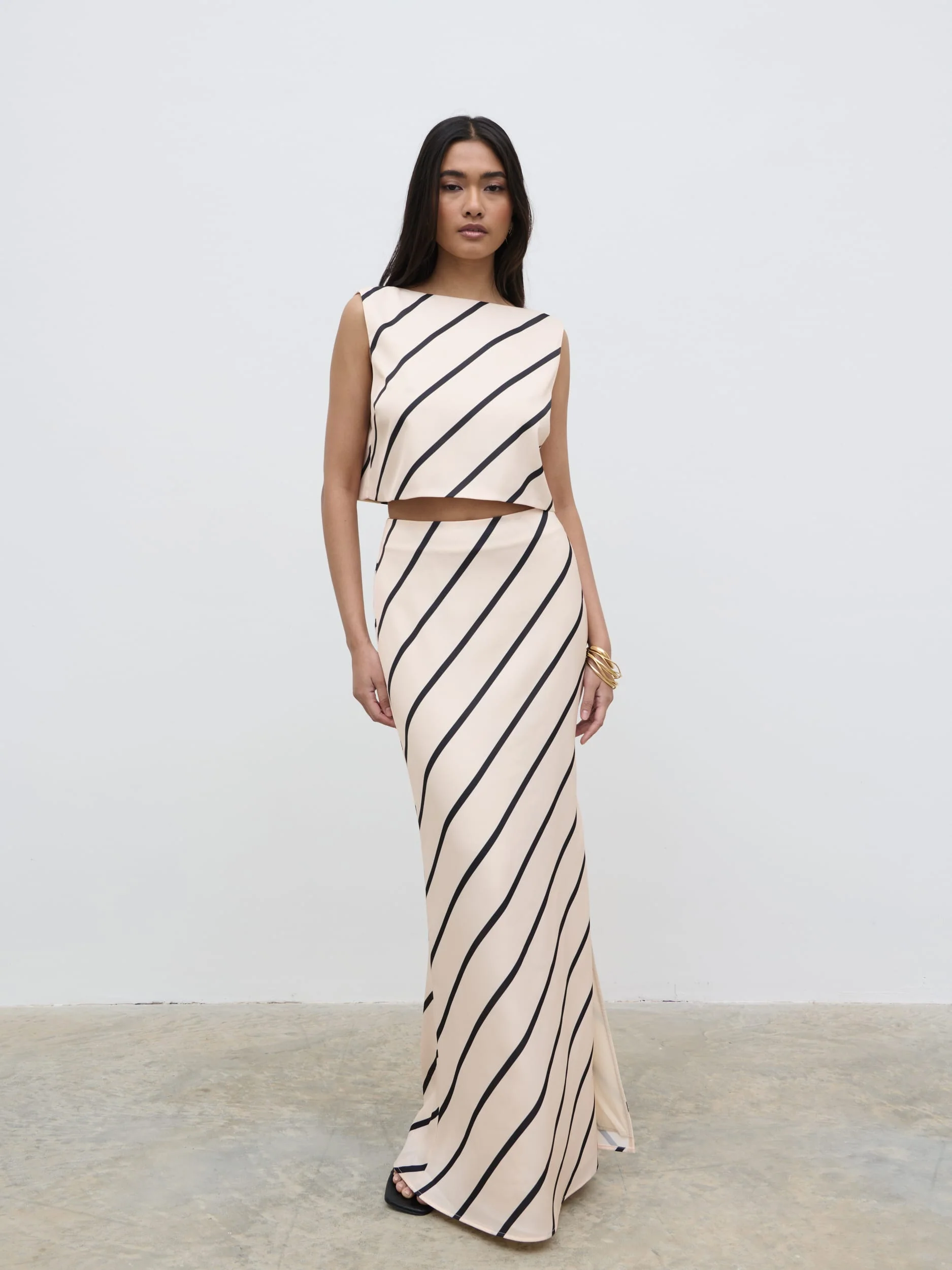 Zuri Maxi Skirt - Asymmetric Stripe
